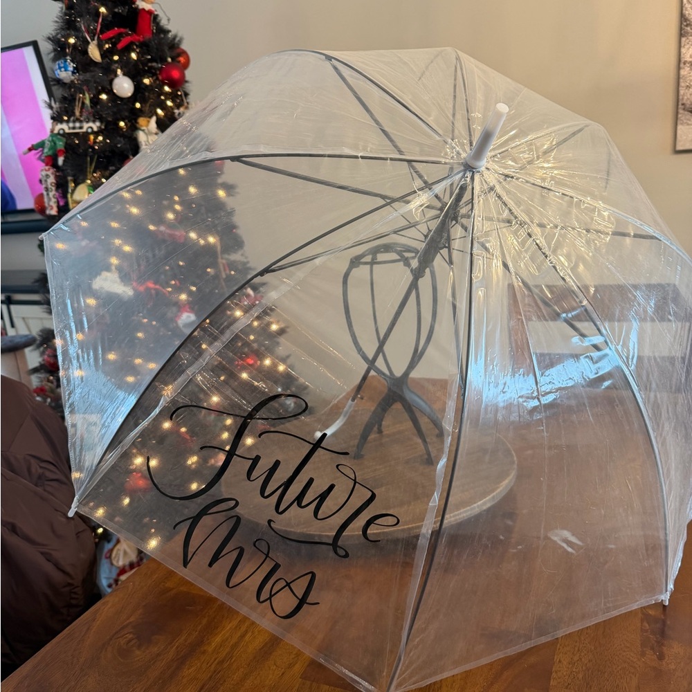 Clear Umbrella with 'Future Mrs' Print